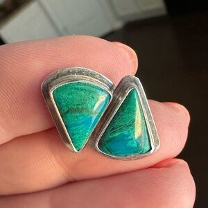 925 Sterling Chrysocolla Malachite Earrings